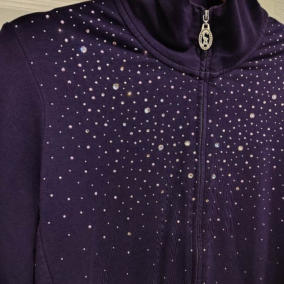 Christine Alexander Y2K Womens Purple Jogger Track Suit Swarovski Crystals Sz XL - Picture 6 of 15